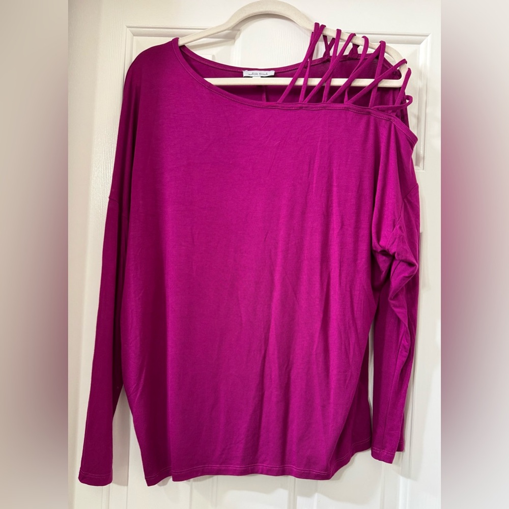 White Birch Magenta Strappy Long Sleeve Dolman Top - Size Medium NWOT